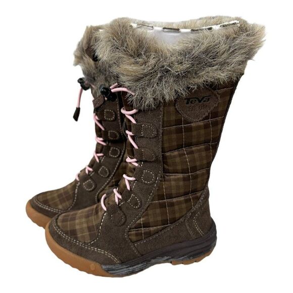 Teva Waterproof Lenawee Kid's Snow Boots Brown size 8 - Picture 3 of 8
